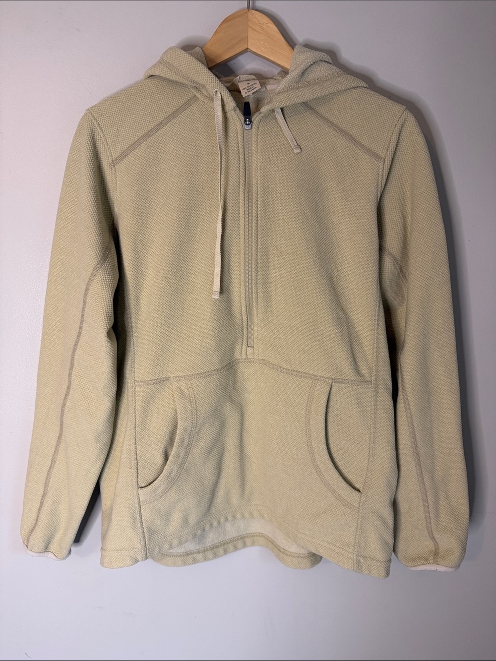 Duluth Trading Oversized Beige Hoodie with Pocket and Drawstring Hood, Adult S